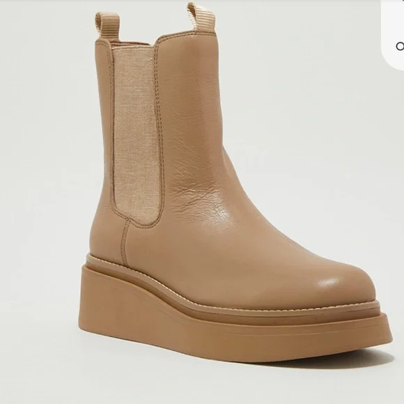 SOLD-Sam Edelman Kolton Wedge Chelsea Boots Cedarwood leather platform size 7 - Picture 3 of 12